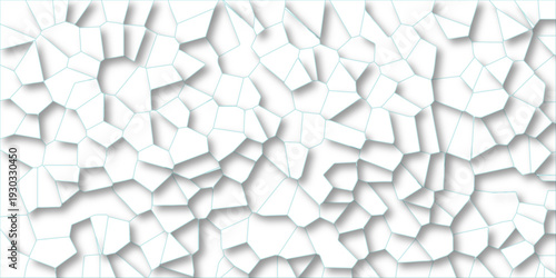 Abstract extruded white Voronoi diagram blocks vector background. Multicolored geometric wattled mosaic pattern wallpaper. geometric seamless pattern with 3d shapes triangle background. 