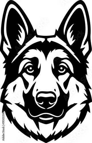 German Shepherd Dog Head Vector Illustration Logo Mascot