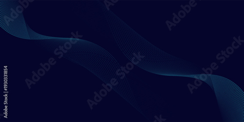 Dark abstract background with glowing wave. Shiny moving lines design element. Modern purple blue gradient flowing wave lines. Futuristic technology concept