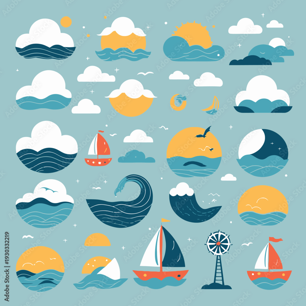 Naklejka premium set of icons for web development, icon for technology and daily activities