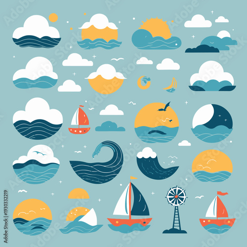 set of icons for web development, icon for technology and daily activities