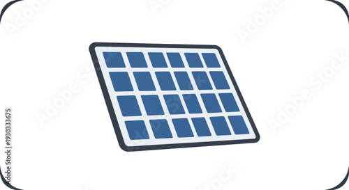 Flat lay of a blue solar panel with a black outline on a white background with a slight tilt.