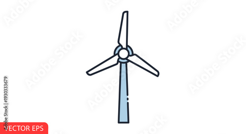 Vector illustration of a wind turbine with a blue gradient and black outline on a white background.