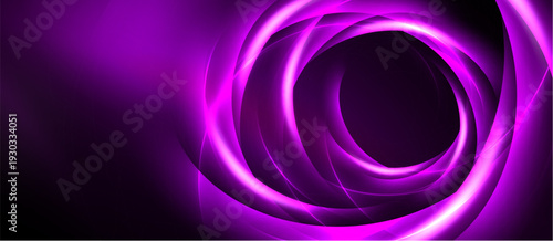 Abstract purple swirls create dynamic energy. Bright lines radiate from central darkness, forming captivating visual effect.
