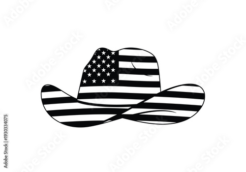 Cowboy hat with american flag design isolated on white background for patriotic themes