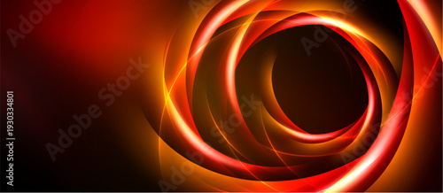 Abstract swirling lines, vibrant red hues, dark background. Dynamic energy radiates from central vortex, creating dramatic visual impact.