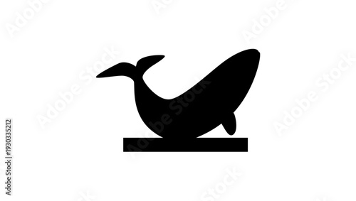 whale sculpture, black isolated silhouette