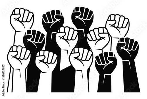 Raised Fists Symbolizing Unity, Power, and Protest