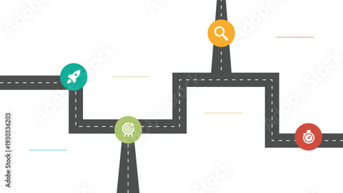 Business Plan Road Map with Icons