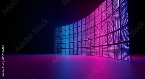 abstract digital display, futuristic background, led screen, neon lights