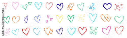 Collection of colorful love heart icons. Big set of hearts. vector set