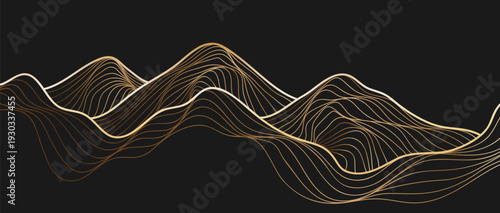 Golden wave line art, Abstract contemporary aesthetic backgrounds landscapes. use for print art, cover, invitation background, fabric. Vector illustration