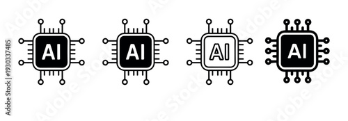 Print Ai microchip icons  Premium Vector