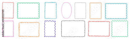 Colorful wavy zigzag rectangle frames set .vector illustration