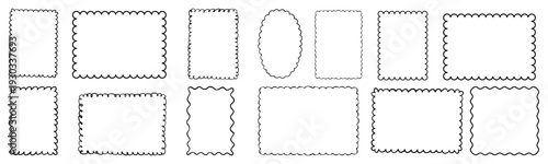 Wavy edge shapes frame . vector set