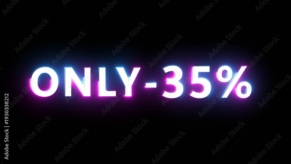 Obraz premium Neon effect percentage offer illustration. Neon discount text number on black background.
