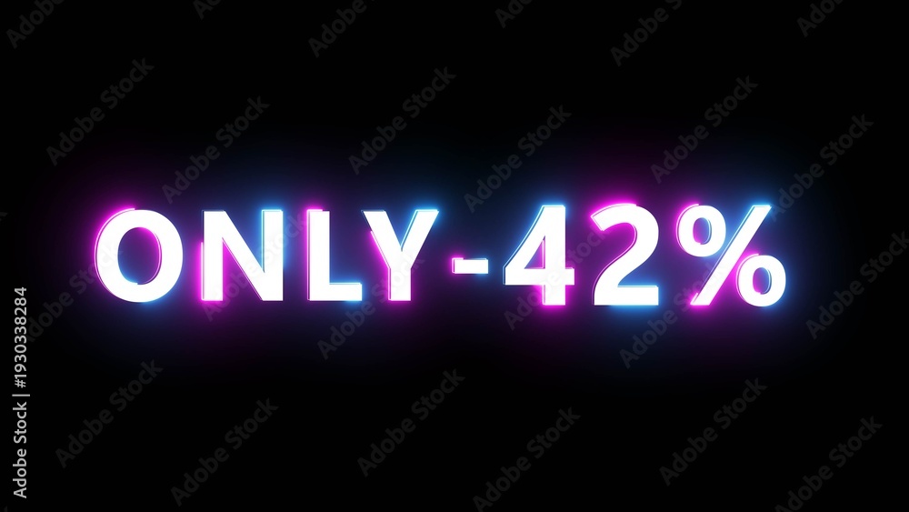 Obraz premium Neon effect percentage offer illustration. Neon discount text number on black background.