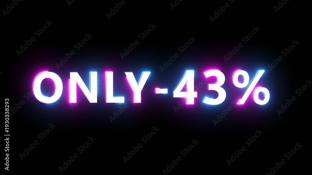 Obraz premium Neon effect percentage offer illustration. Neon discount text number on black background.