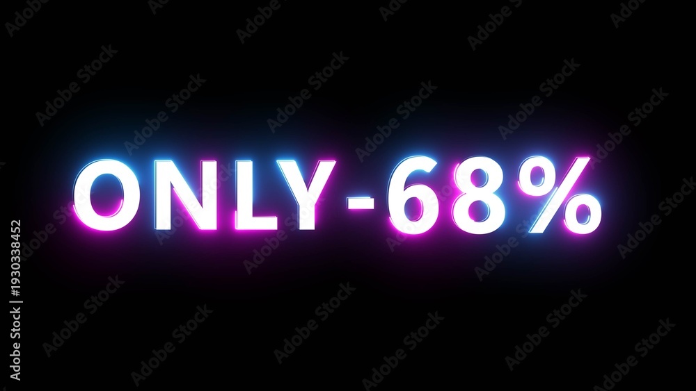 Obraz premium Neon effect percentage offer illustration. Neon discount text number on black background.