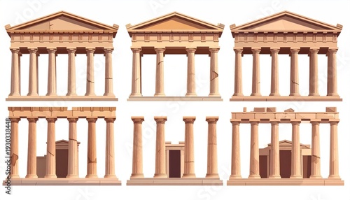 Ancient Greek Temple Facades - A Collection of Architectural Wonders.