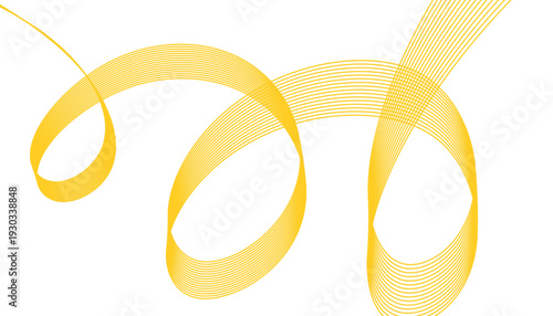 Yellow Ribbon Banner. Gold Wave Ribbon Background