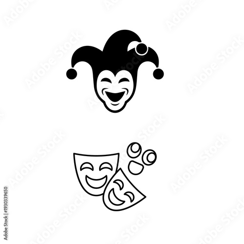 Theater Comedy and Tragedy Masks Icon Illustration