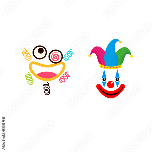 Joker Face and Carnival Theater Mask Icon Set