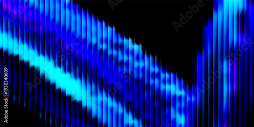 Futuristic ribbed texture with fractal glass effect and smooth fluted vertical lines of rainbow neon gradient. Bold and dynamic design blending bright colors and geometry visuals. Vector illustration