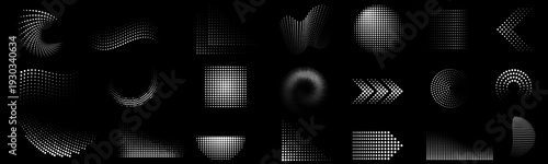 Dotted shape. Abstract halftone dot pattern with half tone gradient shapes. Abstract halftone dot pattern. vector set 
