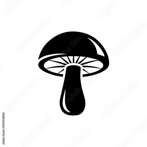 Black and white illustration of a stylized mushroom with a bicycle wheel cap