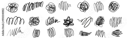 Grungy graphic dirty scribble elements set. vector illustration