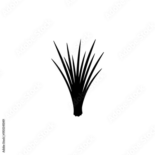 A stylized black and white depiction of a broom with tightly bound bristles.
