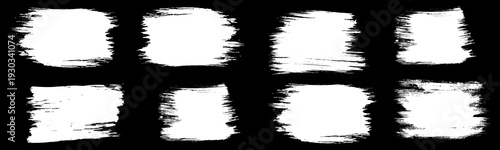 Vector white brush stroke rectangles on black background. vector illustration