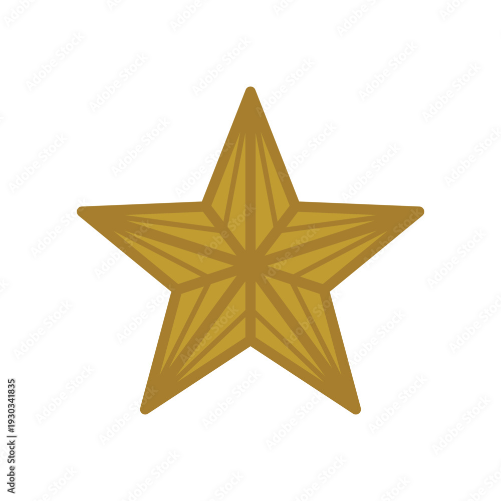 Fototapeta premium Golden star illustration on a plain background viewed from a straightforward perspective