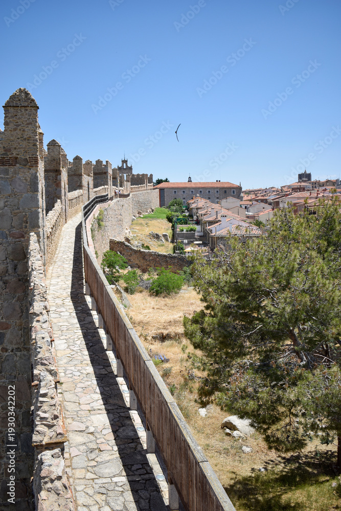 Fototapeta premium Panoramic View of Ávila City Walls and Historic Buildings