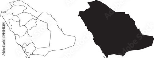 Map of Saudi Arabia Vector Illustration with Regional Divisions