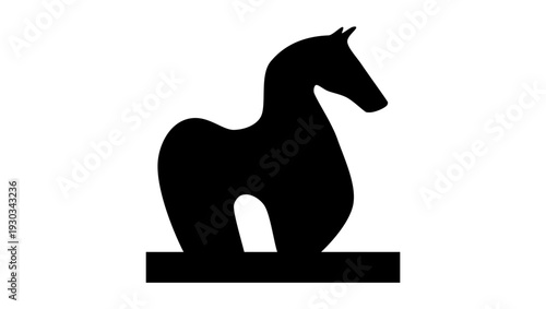 horse sculpture, black isolated silhouette