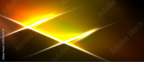 Bright yellow light flares, forming cross shape. Dark background emphasizes radiant glow, creating dramatic effect.