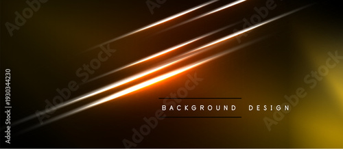 Dark background features bright orange lines. Diagonal streaks create dynamic visual effect. Text reads background design. Minimalist, modern aesthetic.