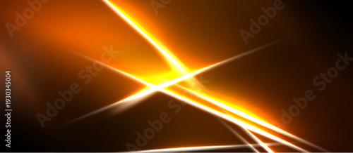 Bright orange light streaks radiate from central point. Dark background emphasizes glowing lines, creating dynamic visual effect.