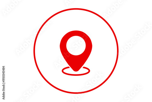 Free Download Minimal Red Location Pin Icon in Circle Frame, Modern GPS Map Marker Symbol for Navigation, Mobile App UI and Website Interface Design. - GFXLoad