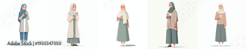 vector muslim woman standing holding a glass of water