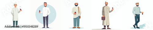vector muslim man standing holding a dates fruit