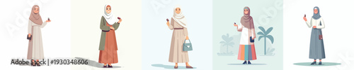 vector muslim woman standing holding a dates fruit