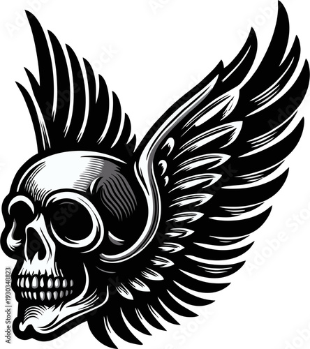 Classic Skull Wings Tattoo Ar...