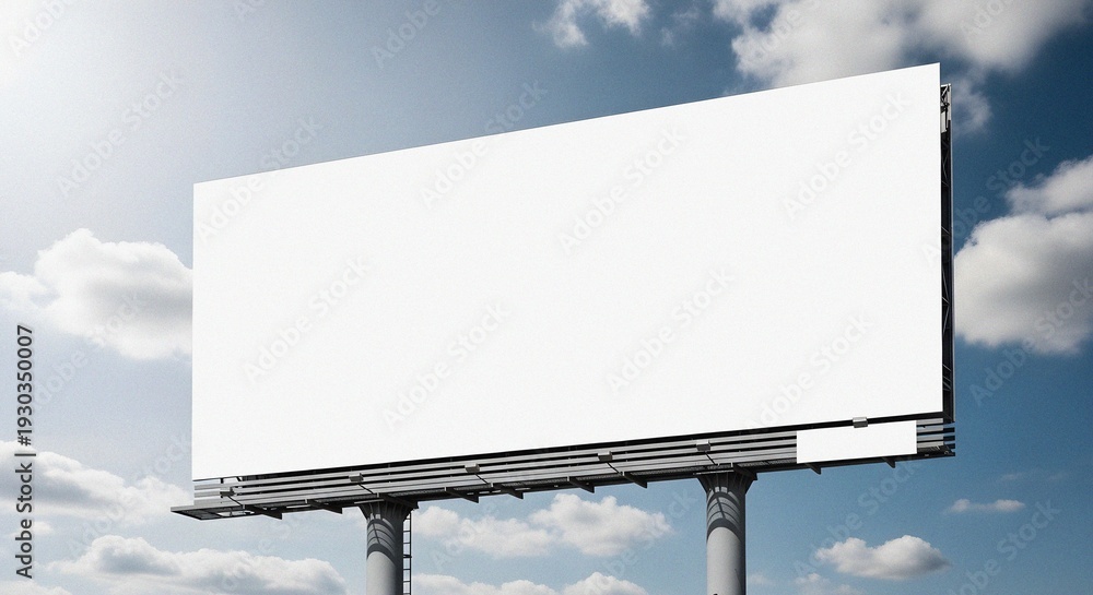 Fototapeta premium Massive Outdoor Billboard Showing Clean White Space Against Azure Sky Under Bright Midday Sun for Modern Mockup