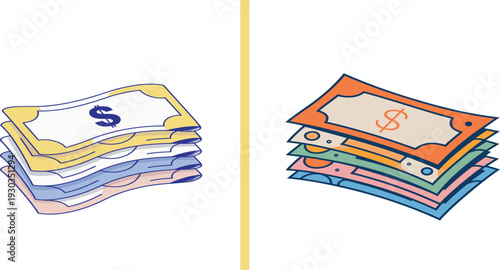 Stacked Dollar Cash Money Vector Illustration