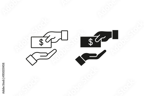 Money Transfer and Payment Hand Icons