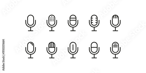Microphone Line Icons Collection Set