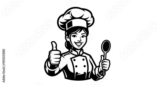Chef Cartoon Character with Thumbs Up.